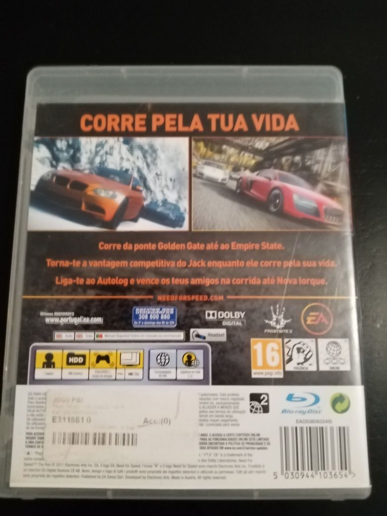Jogo PS3 need for speed the Run.