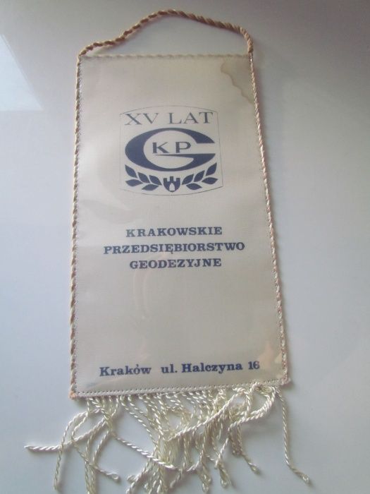 Proporczyk KPG Krakowskie P-stwo Geodezyjne 35 lat Kraków Herb