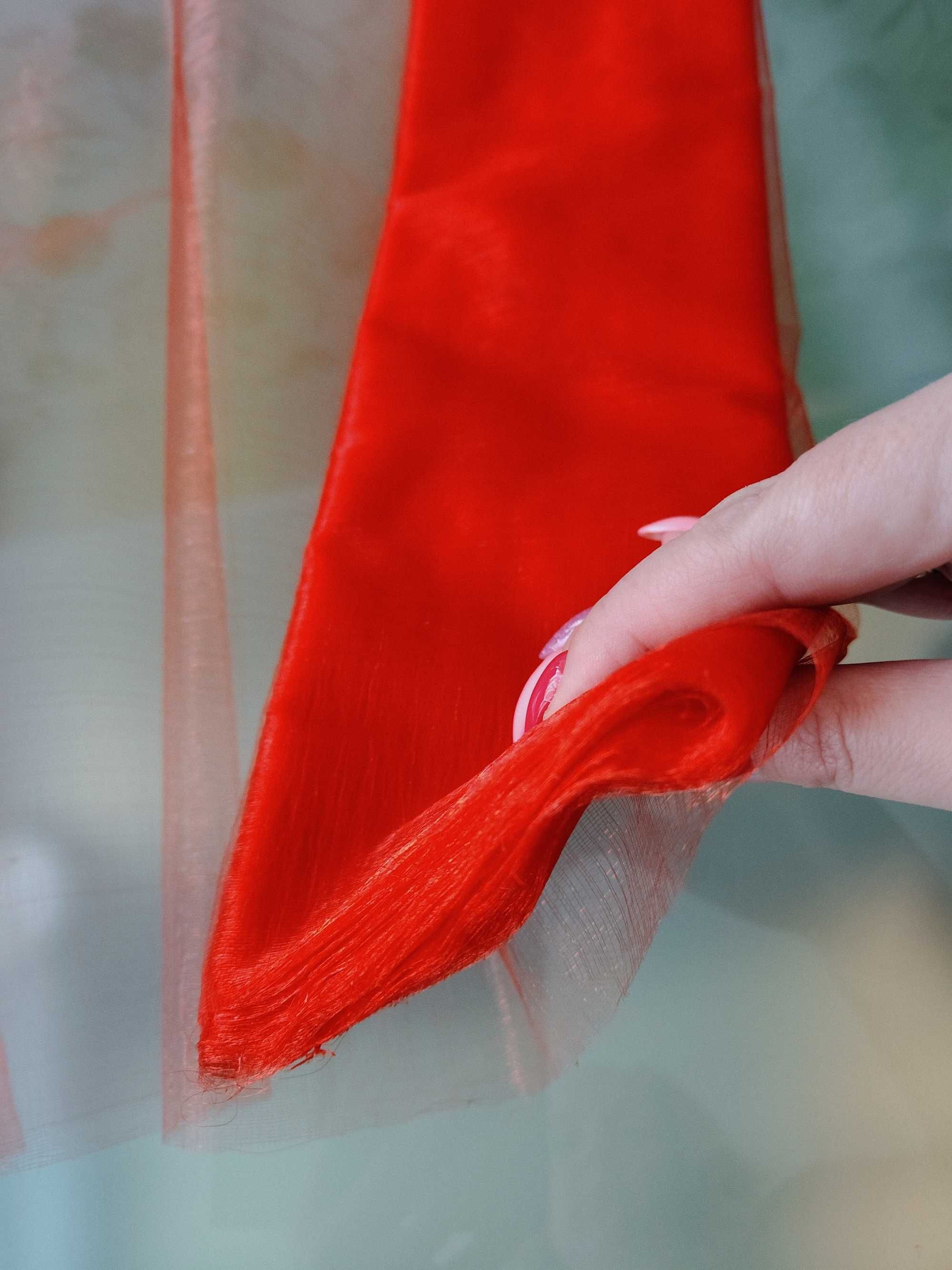Szyfon organza szeroka 48 cm dekoracyjna czerwony czerwona