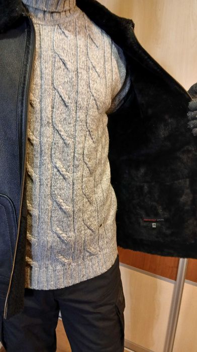 Мужская зимняя кожаная куртка