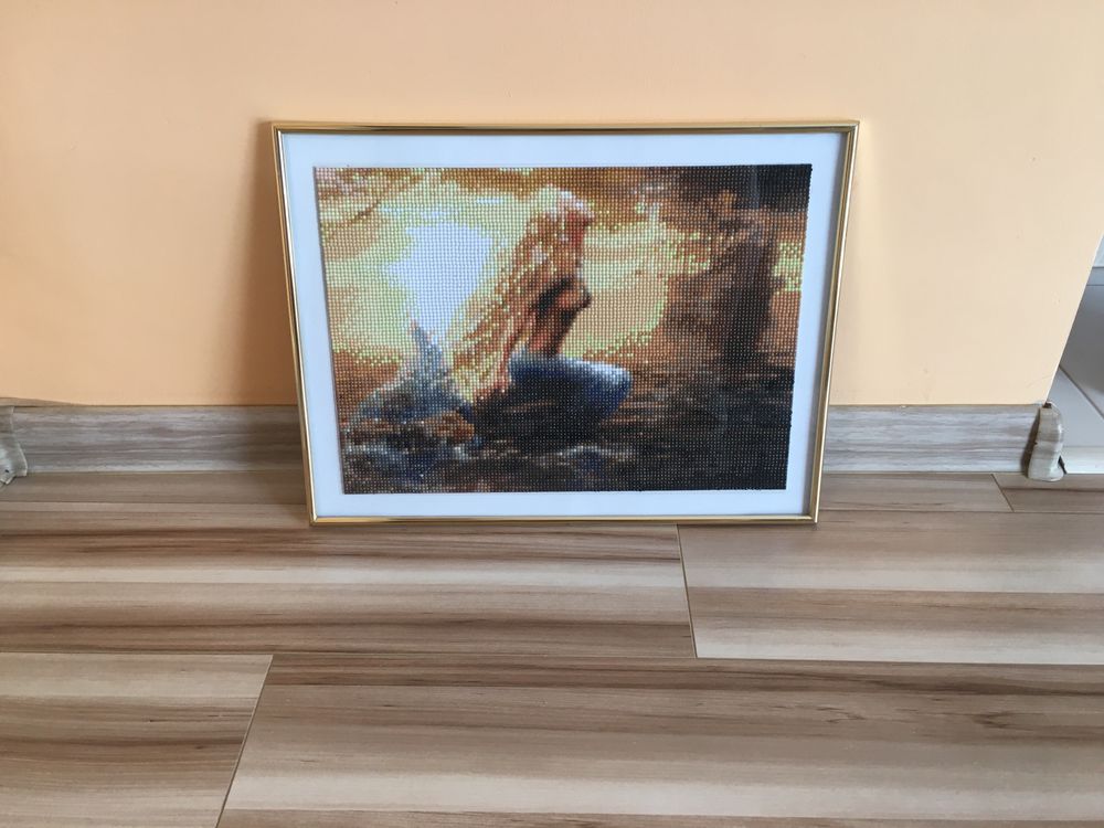 Obraz, obrazek, haft diamentowy, mozaika syrena, syrenka, statek