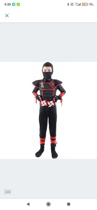 Strój Ninjago dla dzieci rozmiar M dobry na 158-164