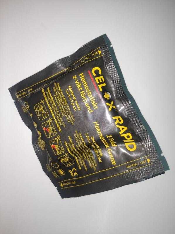 Гемостатичний (кровоспинний) бинт celox z-fold rapid hemostatic gauze