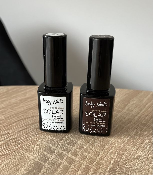 2x lakier do paznokci solarny solar gel lacky nails biały 01 i 16 brąz