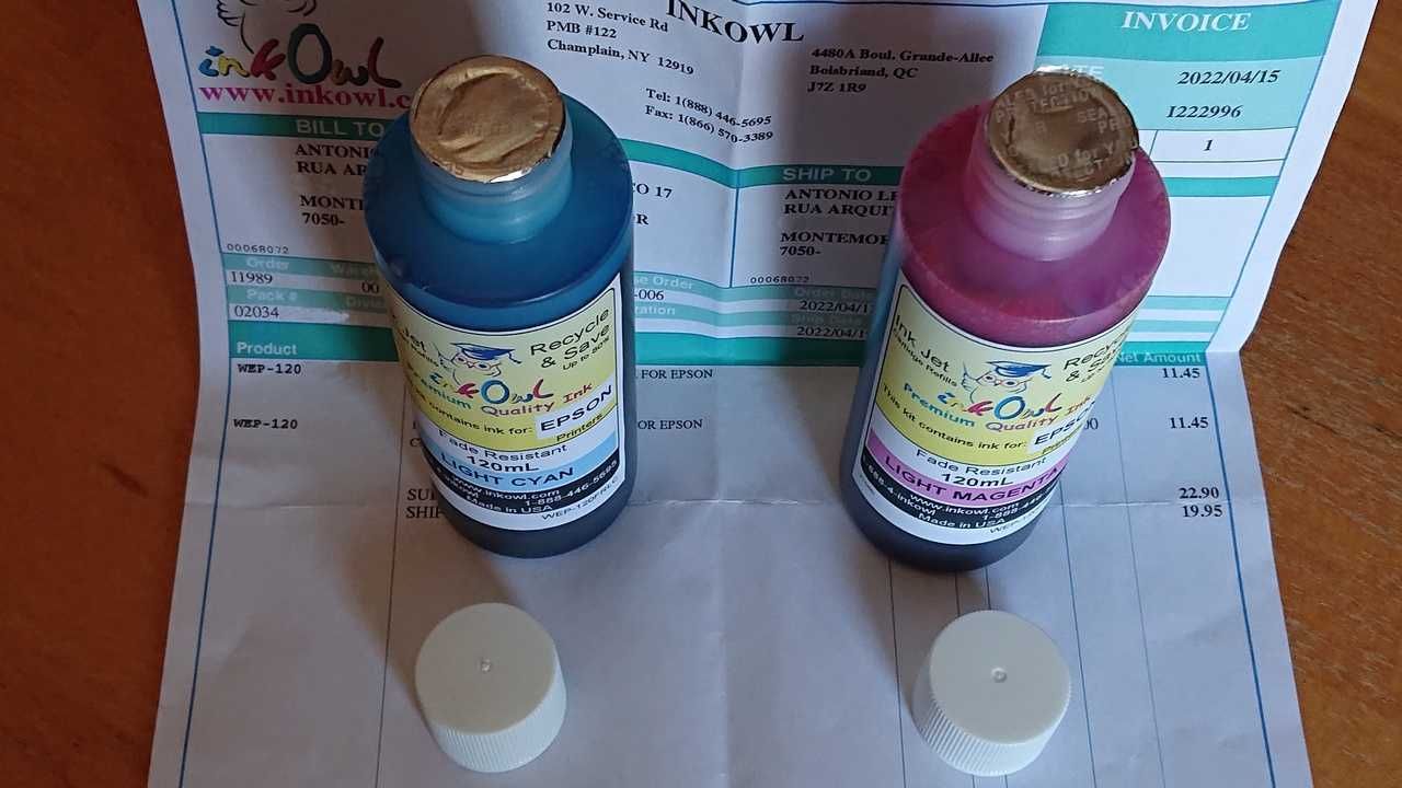 2 Embalagens Tinta (recarga) INKOWL - Impressora Epson Jacto de Tinta