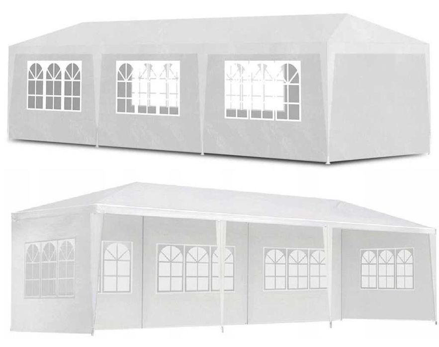 PAWILON NAMIOT ogrodowy CATERINGOWY 3x9m + 8 ścianek biały zielony