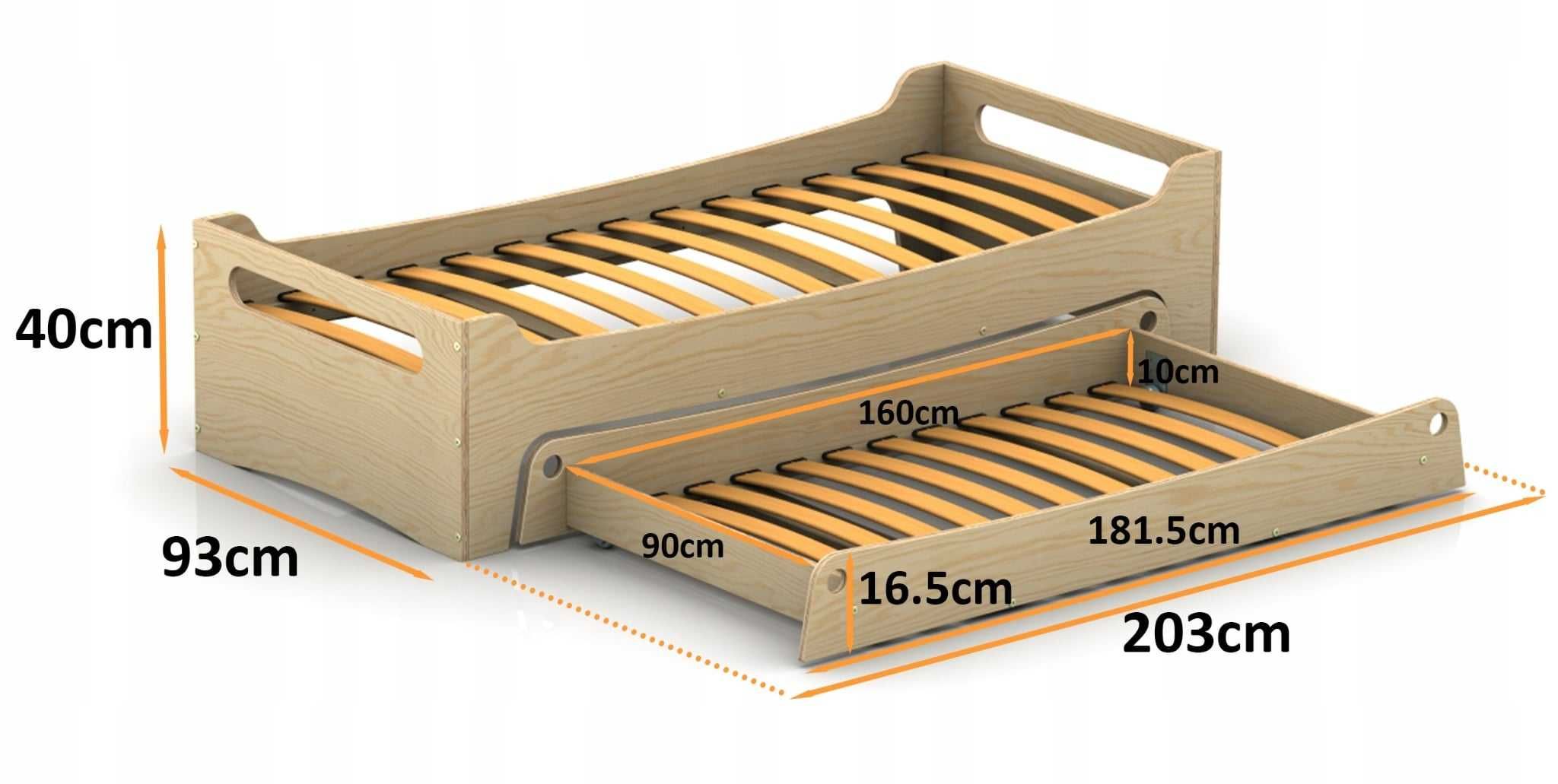 Łóżko dziecięce TILA 10 +szuflada z żeberkami 90x200 NATURALNE