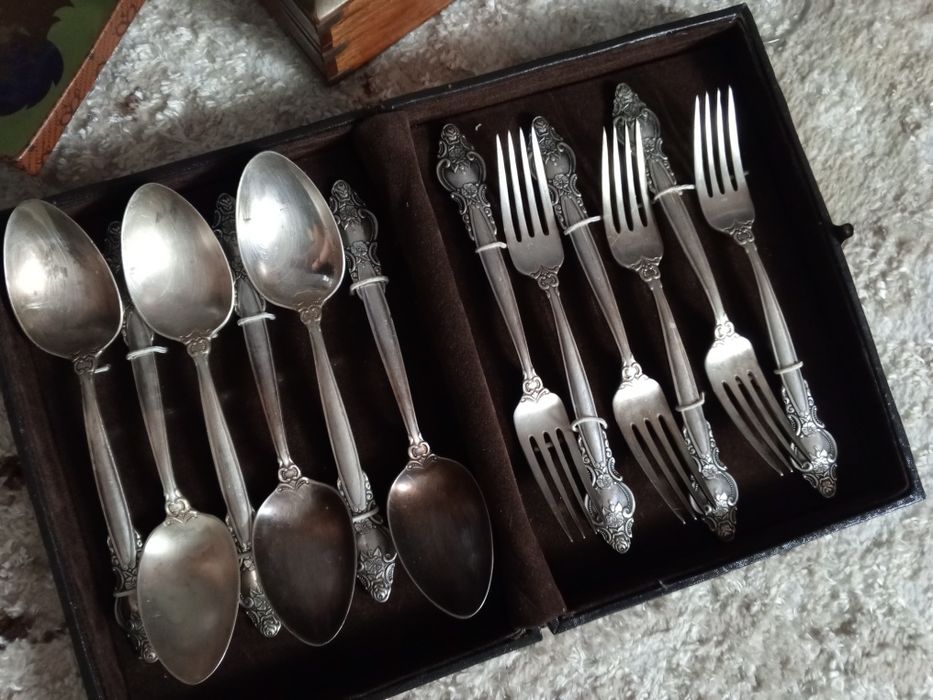 Мельхіоровий набір Роза, столовий (12 предметів)