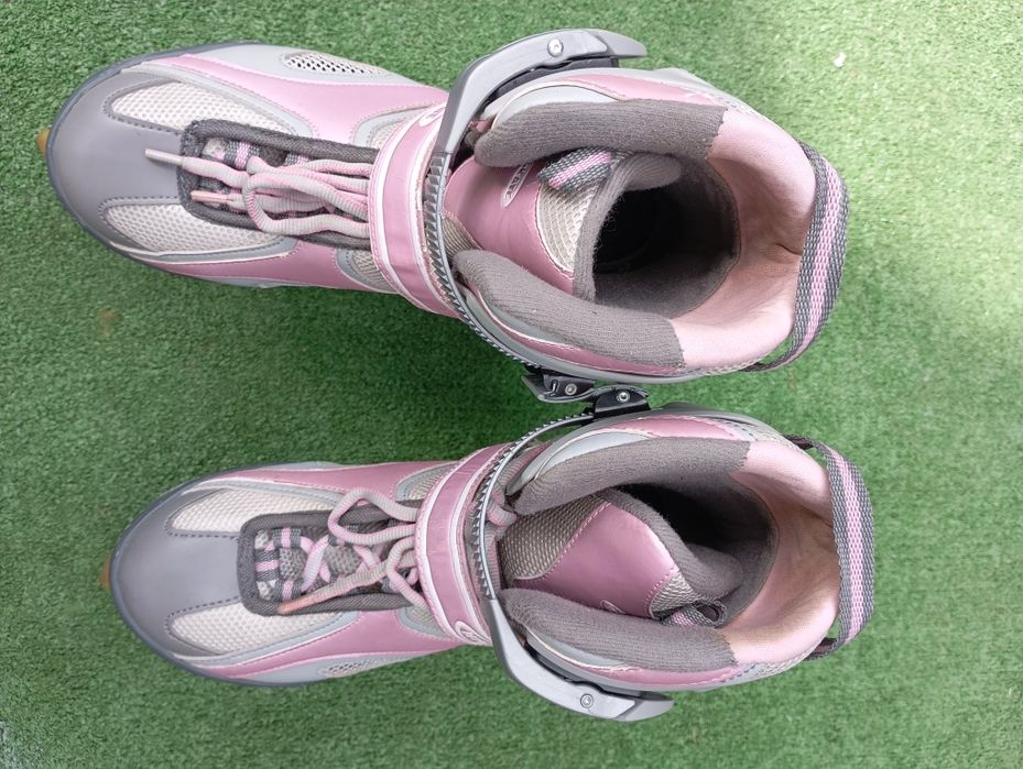 Rolki damskie Hy Skate rozm.40, wkładka 26cm różowe, szare