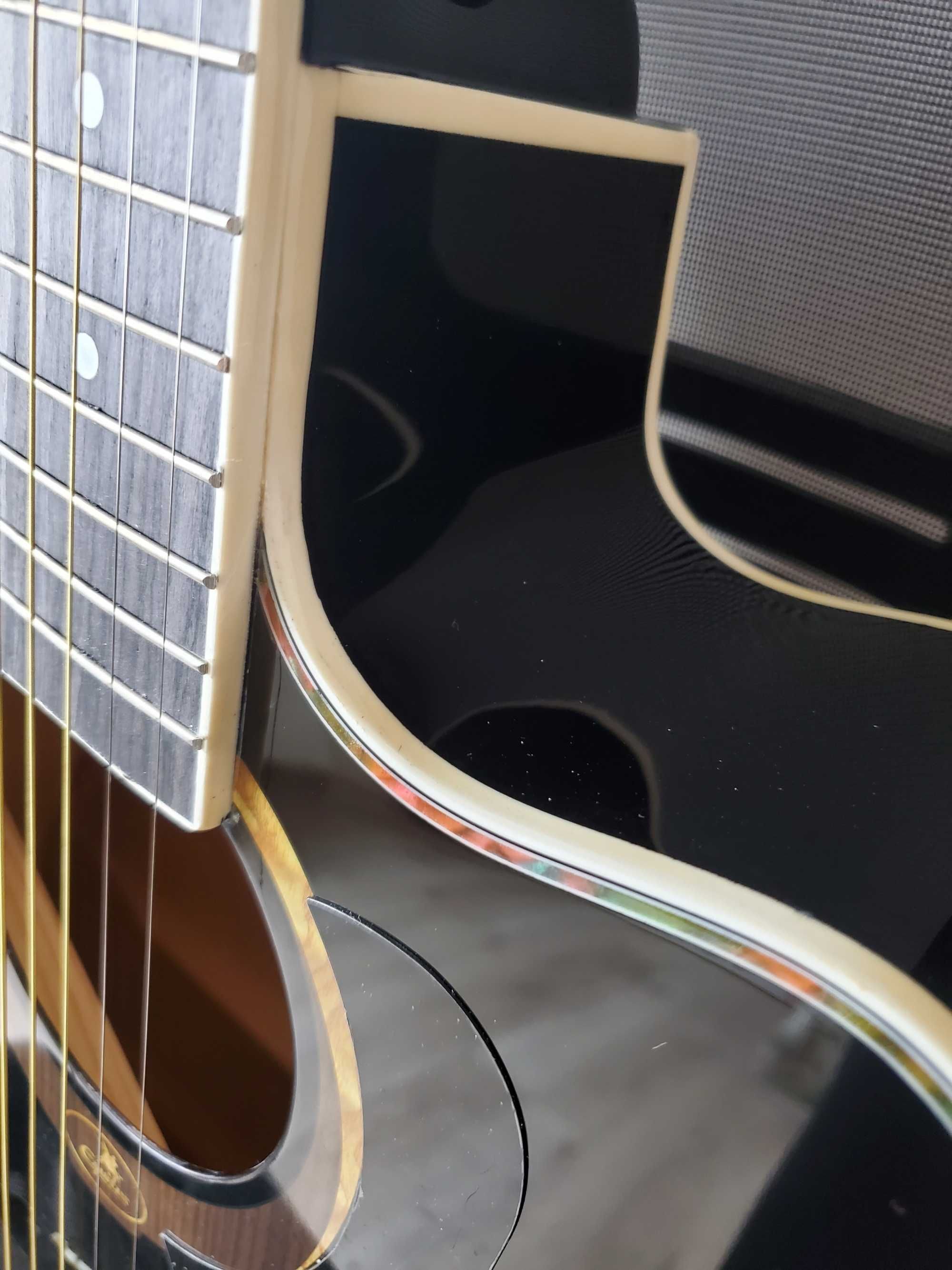 Полноразмерная дредноут акустическая гитара черная анкерный гриф