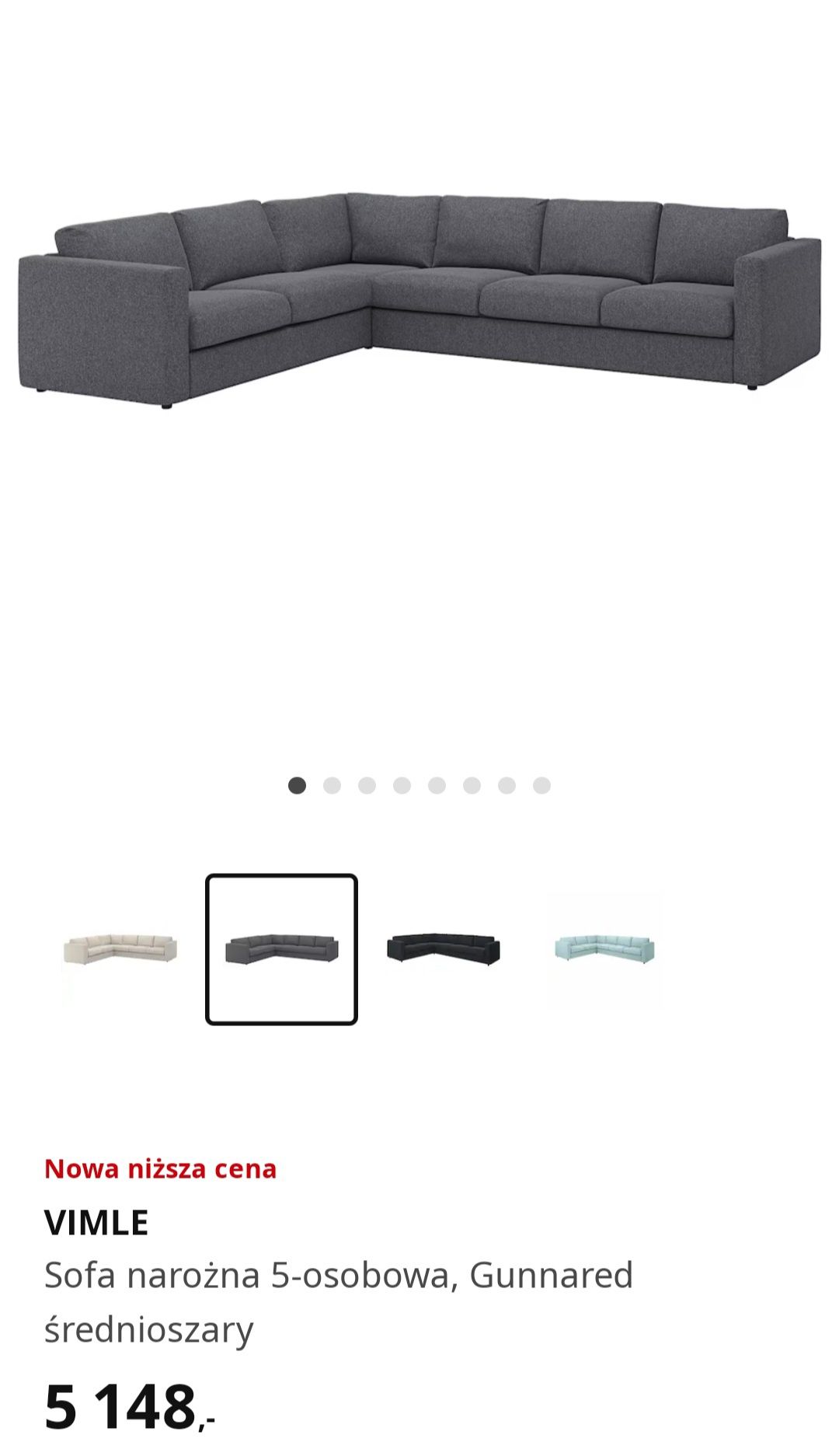 Nowa -40% ceny OGROMNA  sofa 6 os. VIMLE z Ikea narożnik moduło