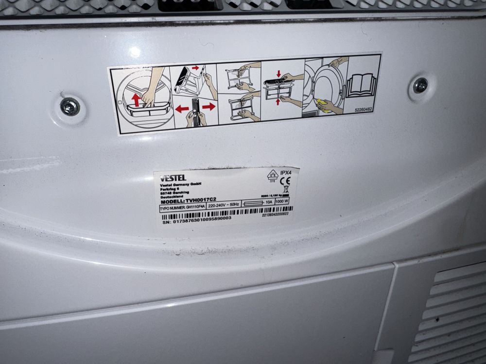 Suszarka do ubrani Vestel model Tvh0017c2 A++ 7kg