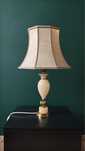 Lampa antyczna stołowa marnurowa masiądz Vintage klasyczna z abażur