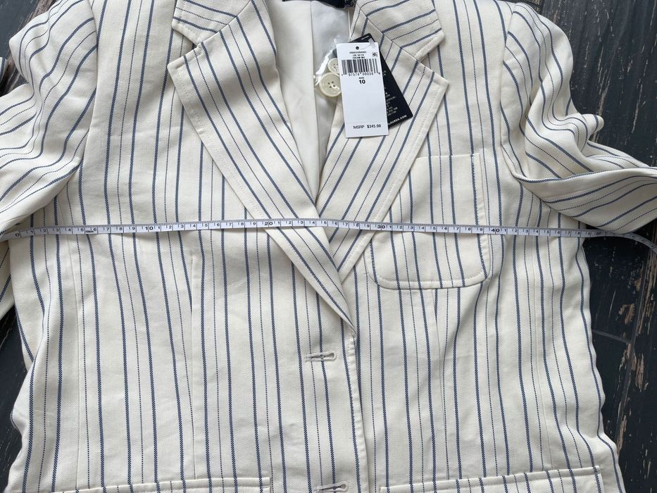 Ralph Lauren striped Cotton-Blend Blazer Пиджак лен с котоном р 10 США