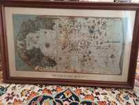 Quadro da pintura com carta de Juan de La Cosa ano 1500