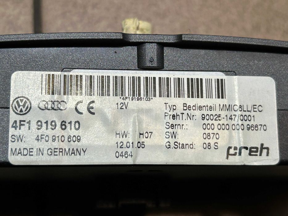 Panel sterowania radia menu audi a6 c6