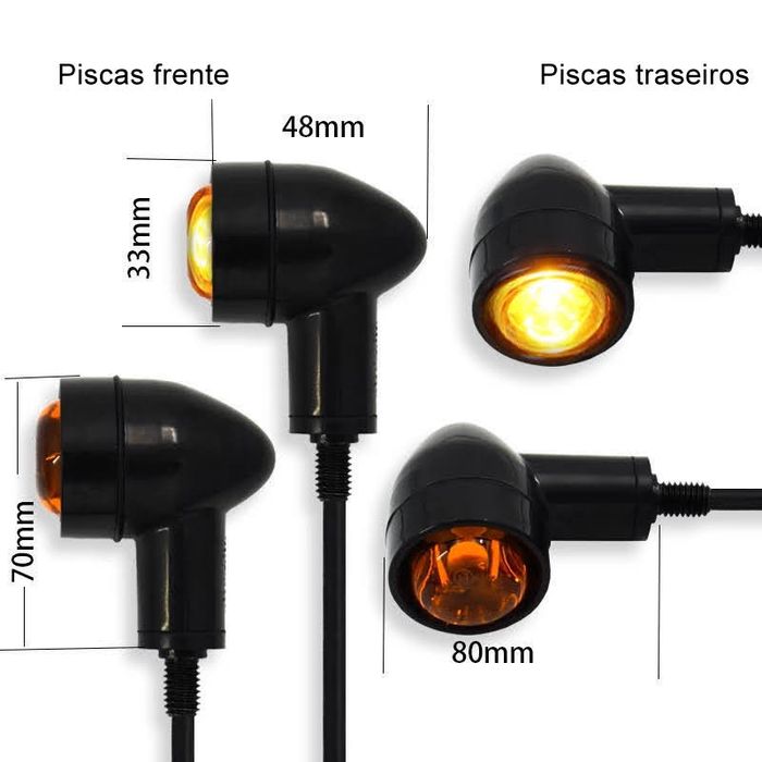 Conjunto de 4 piscas LED homologados moto cafe racer scrambler