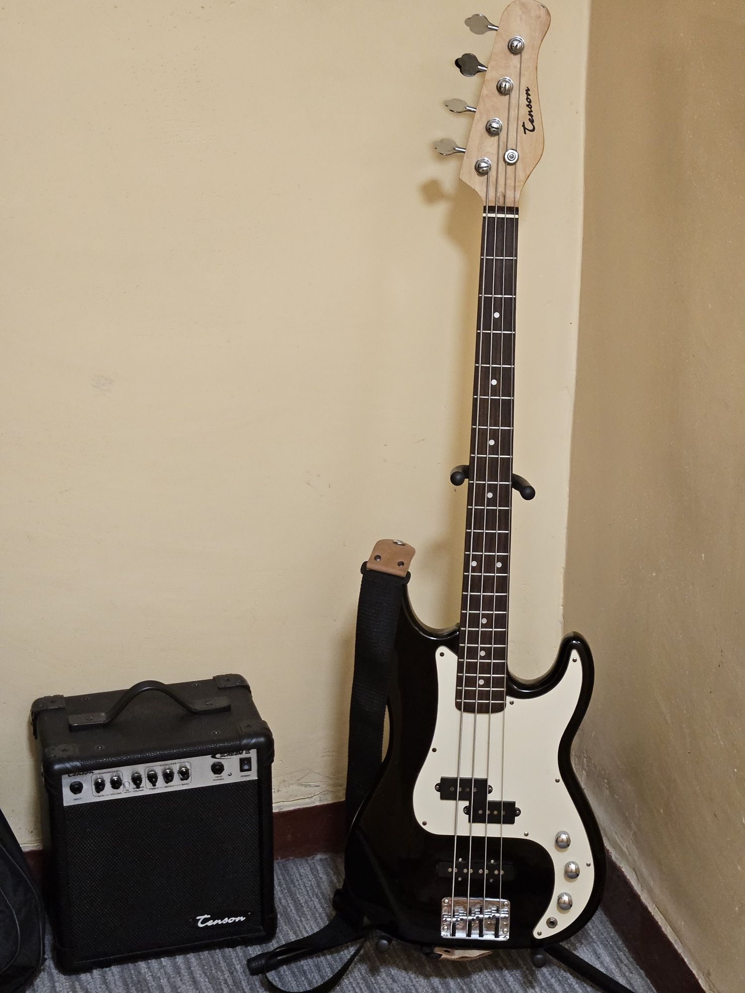 Gitara basowa Tenson PJ super stan.zestaw