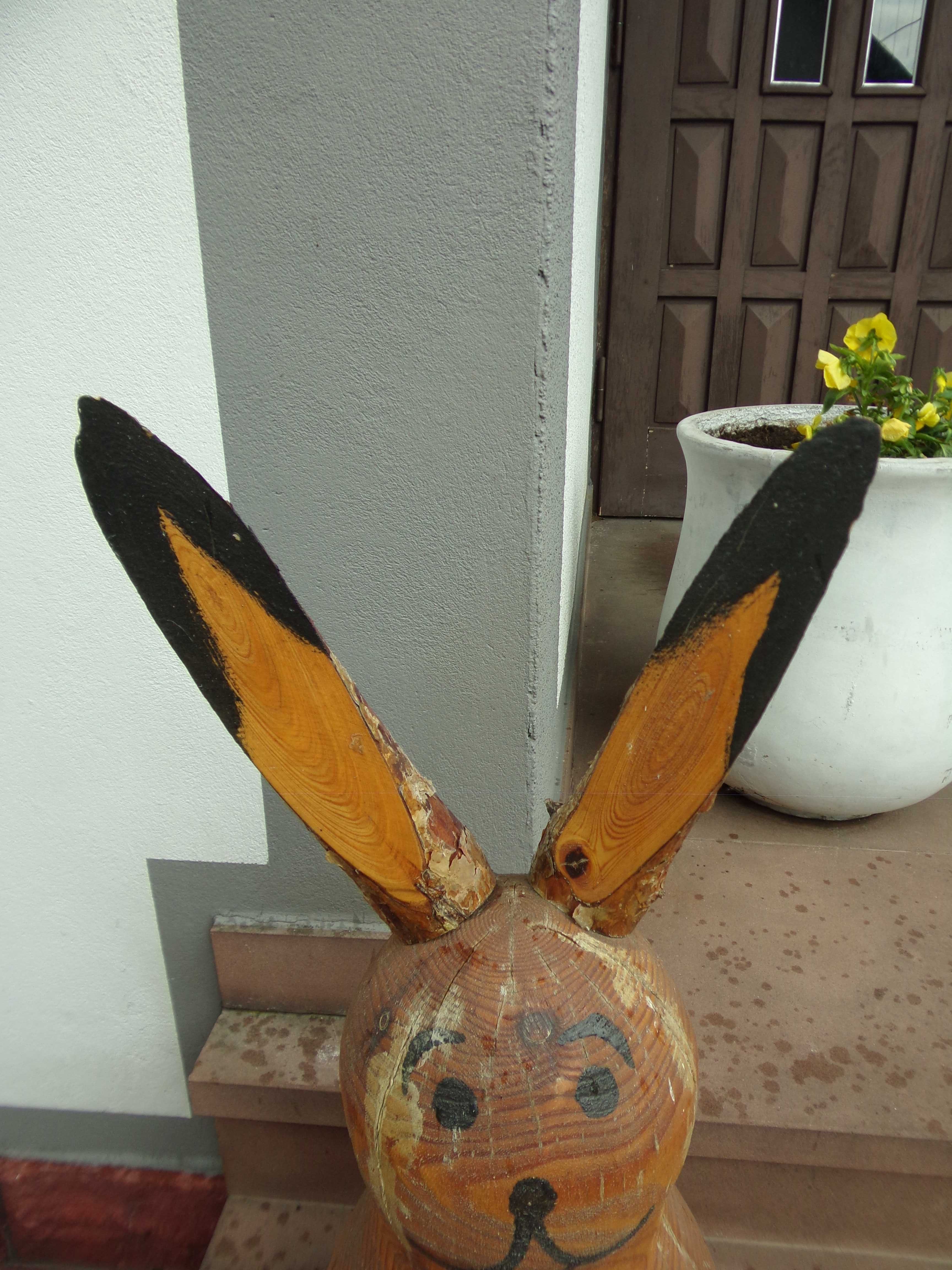 Duży Zając z drewna drewniany dekoracja ozdoba do ogrodu Handmade