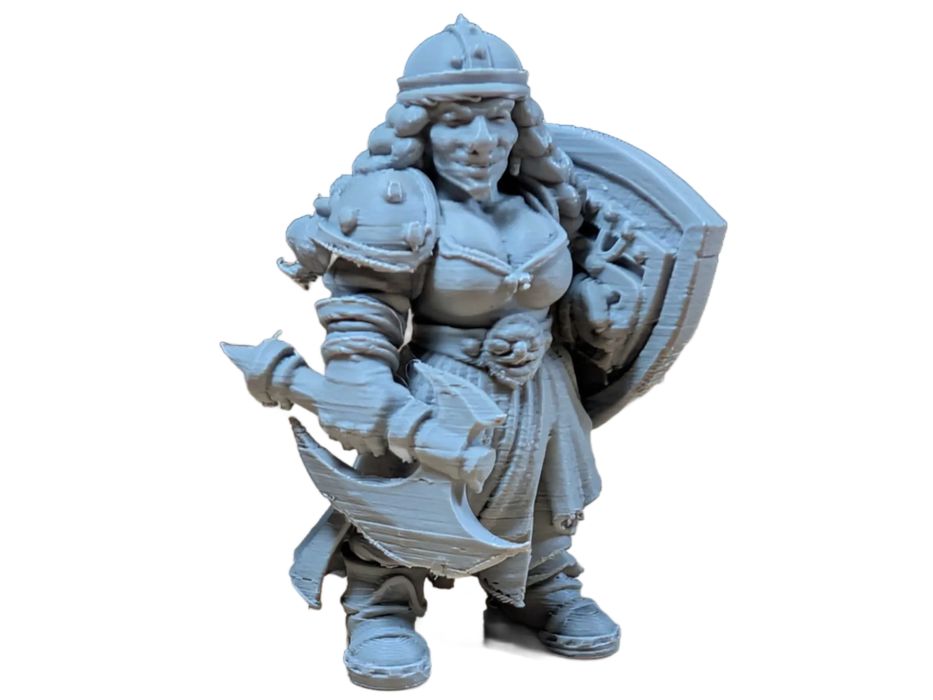 Guerreira Anã (DnD) com Machado e Escudo