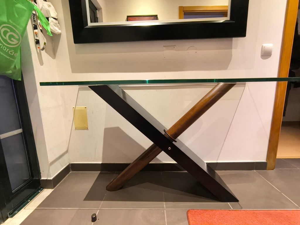 Mesa Entrada Madeira e Vidro
