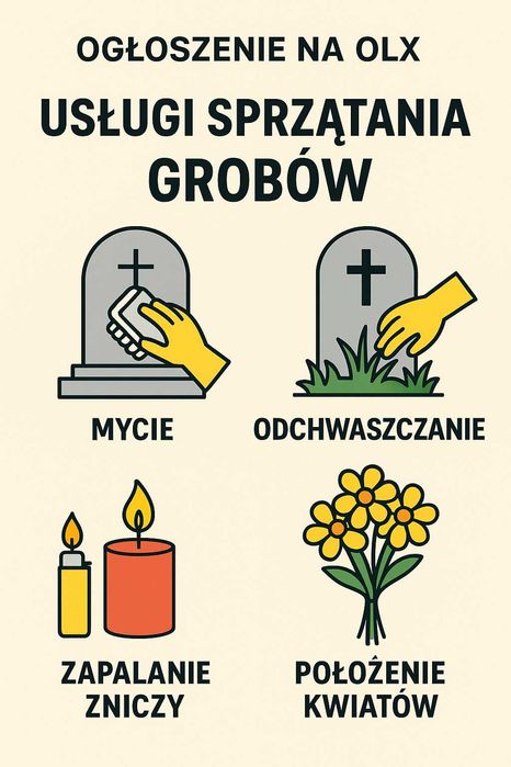 Sprzątanie nagrobków, kwater. Atrakcyjne ceny