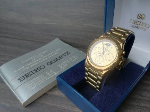 Часы Seiko 7T36-6A30 Chronograph Moon phase Alarm Japan