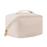 VICTORIA VYNN - Cosmetic Bag, ecru kosmetyczka kuferek duży elegancki