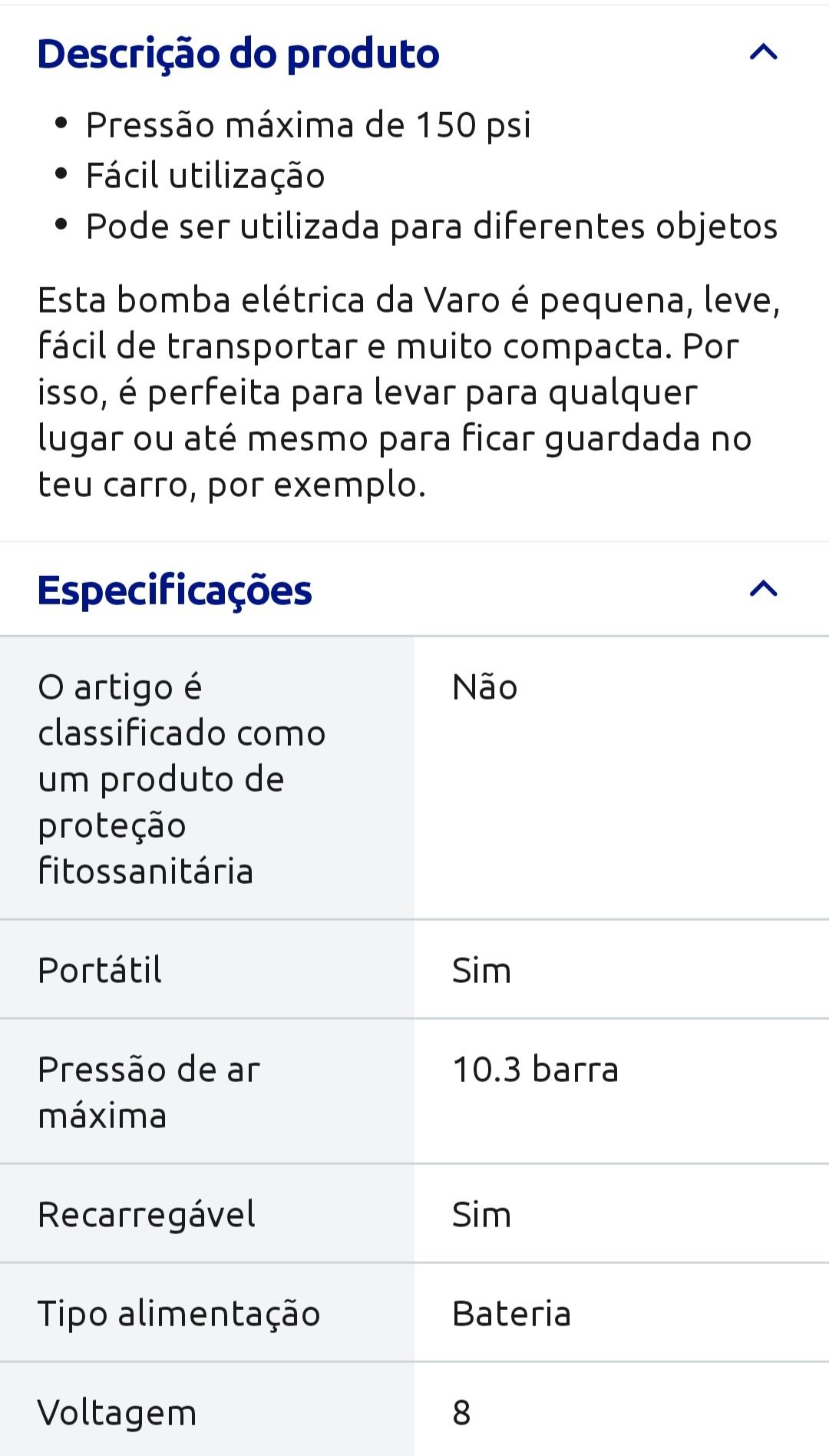 Bomba eletrica de ar