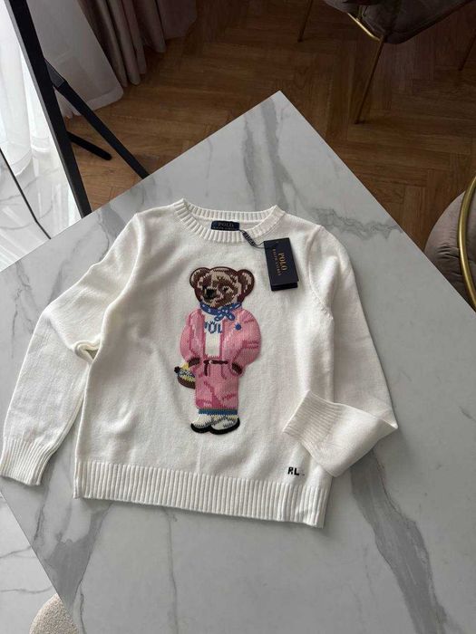 Жіночий светр Polo Ralph Lauren Polo Bear молочний трикотаж кофта