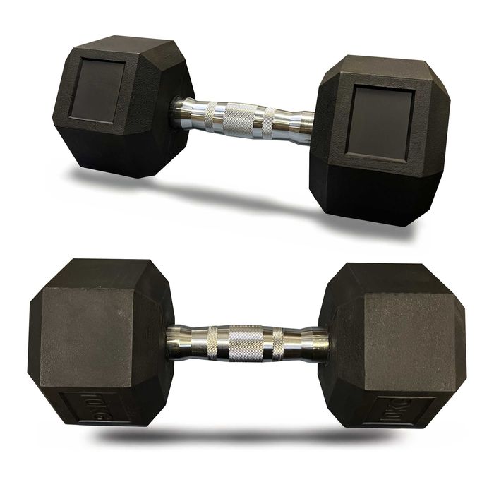 Hantla hex hantel żeliwny do ćwiczeń żeliwny gumowany 2x15kg