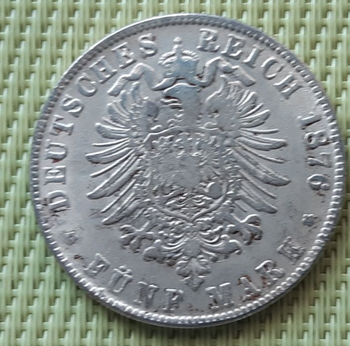 Moneta/Nuizmat/Kopia- 5 MAREK 1876 NIEMCY - WILHELM - Okazja ! (nr.3)