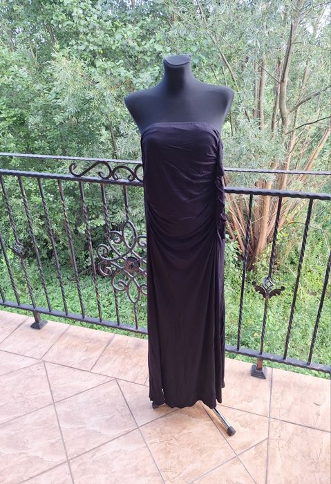 Długa czarna sukienka maxi bez ramiączek 95 % wiskoza Next rozmiar XXX