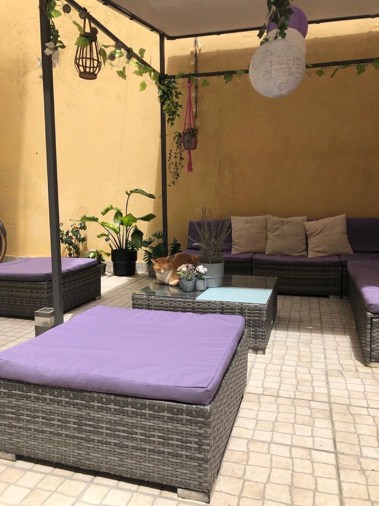 VidaXL 8pcs conjunto lounge de jardim com almofadões vime PE cinzento