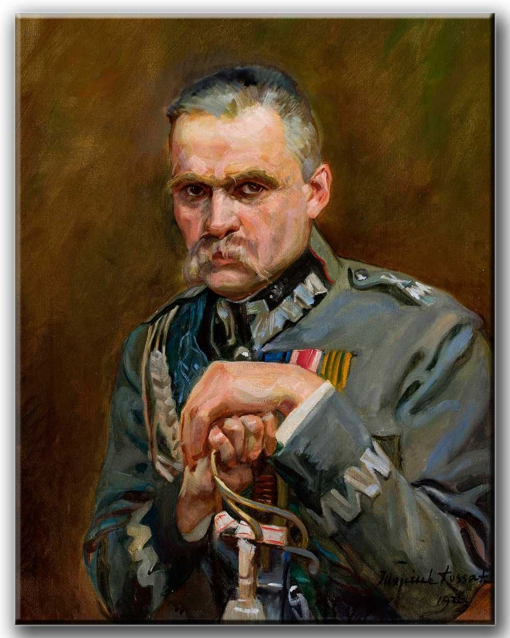 Marszałek Józef Piłsudski Kossak płótno na blejtramie 50x40cm kopia