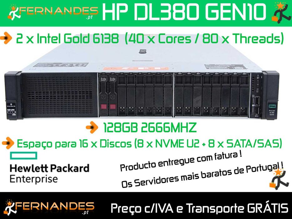 DL380 Gen10 | 80 x vCPU + 128GB RAM |  2 x Fontes