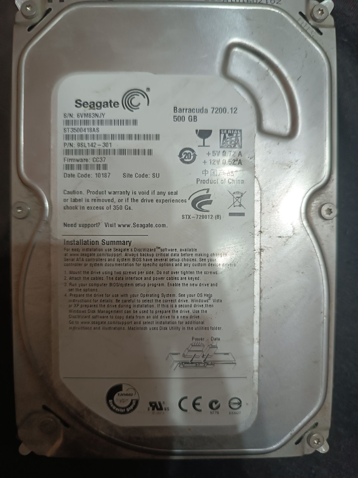 Продаю жосткій диск Seagate на 500gb