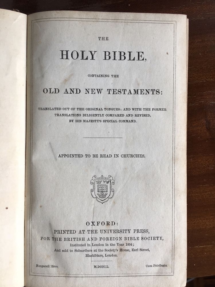 Biblia antiga, de 1850