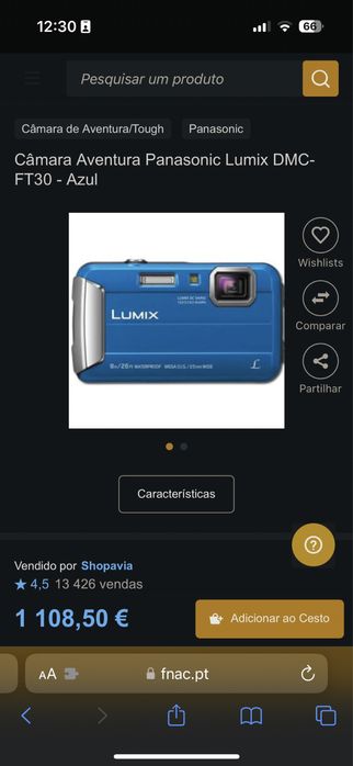 Câmera Panasonic LUMIX à Prova de Água Nova