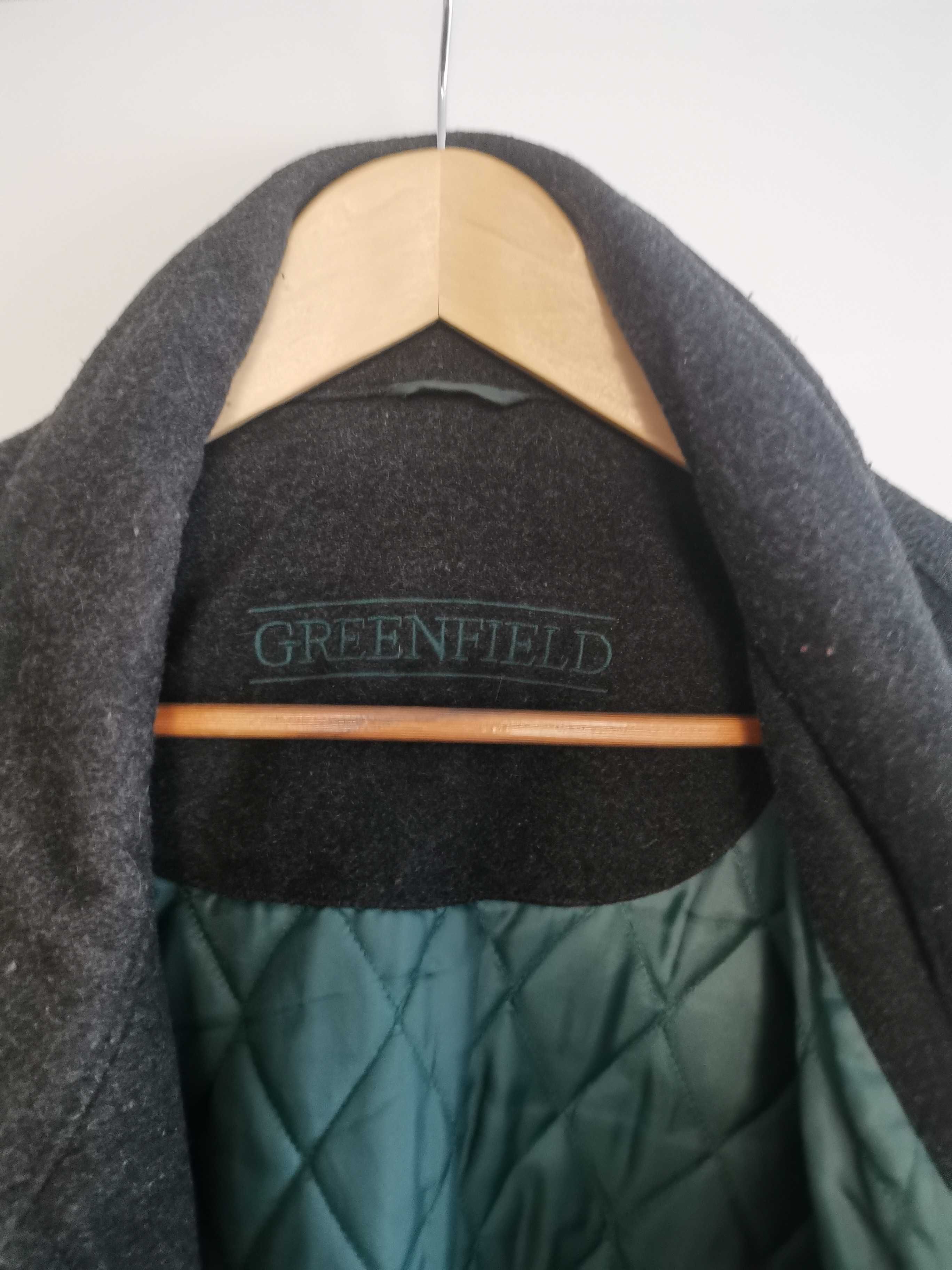 Płaszcz męski z wełny, czarny firmy Greenfield, używany, roz. 26 , XL