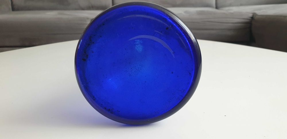 Starocie z Gdyni - Szkło kolorowe - wazon niebieski 38cm.