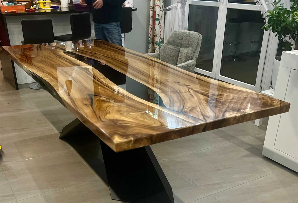 Duży stół do jadalni, do salonu orzech włoski żywica dąb #46