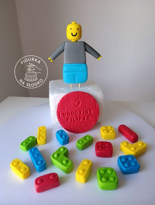 Zestaw dla fana LEGO ludzik o klocki tabliczka z imieniem na tort