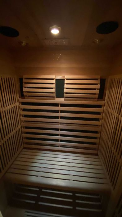 Sauna portátil c/ LEDs, rádio CD e controlo de temperatura