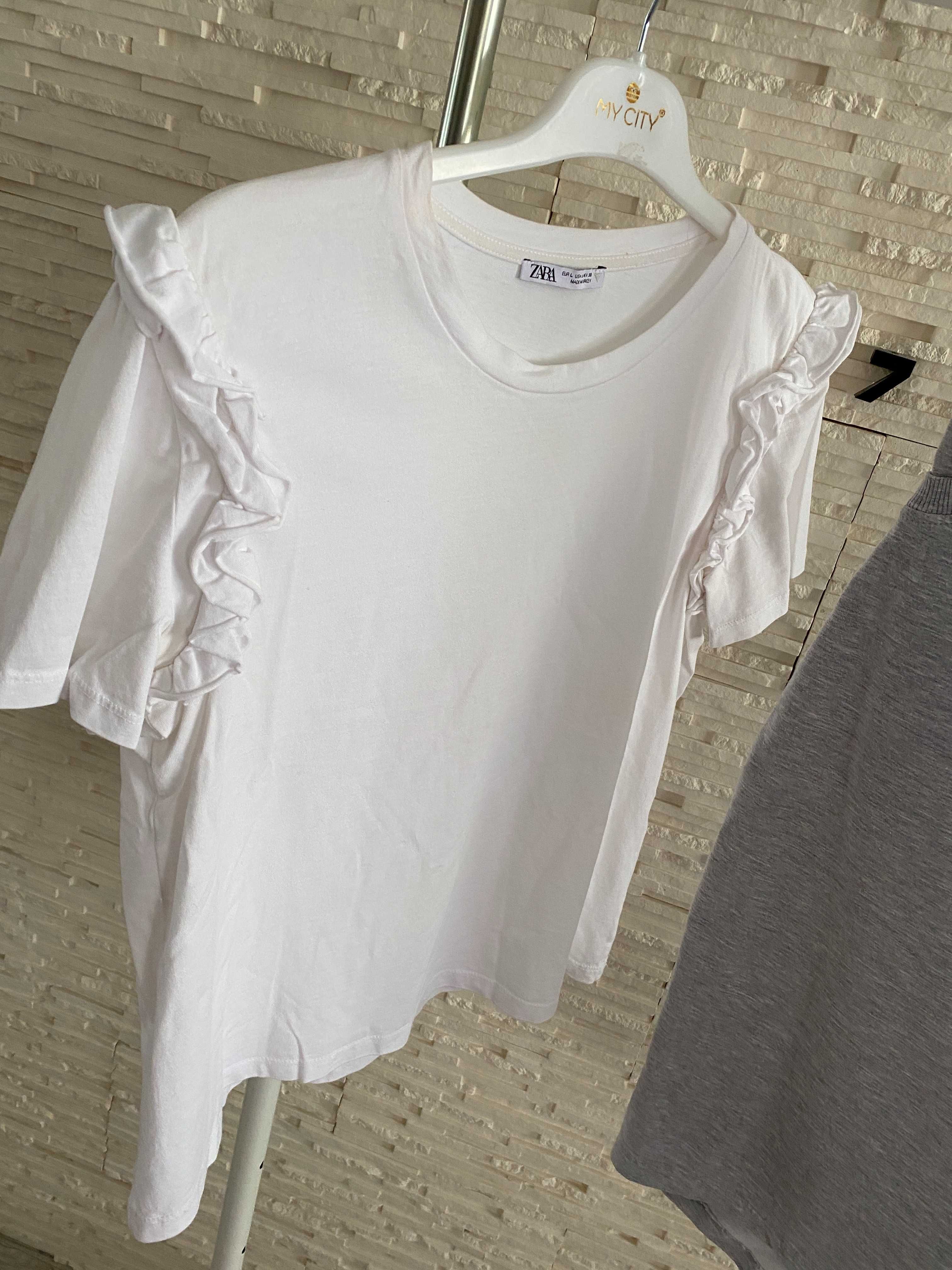By o  la la spódnica szara tuba midi  + T-shirt zara M