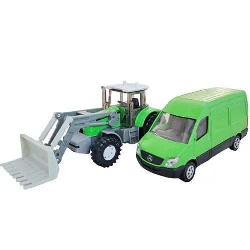 Zabawka Mercedesa sprintera i zielony traktor custom Playset