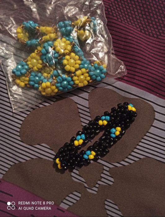 Набор патриотический бусы,браслет из бисера.Ручная работа.На подарок!