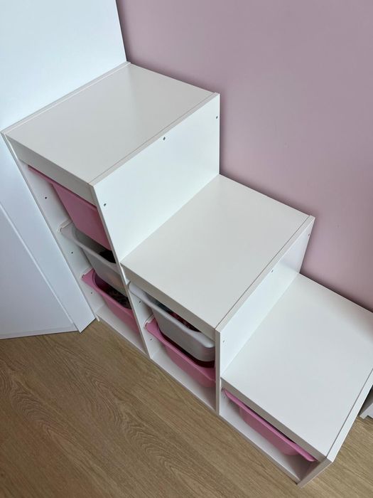 TROFAST Ikea Regał z pojemnikami biały/różowy