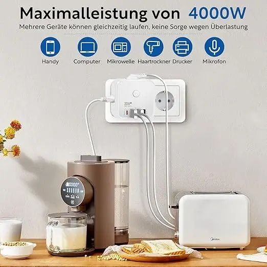 Багатопортова розетка 7-в-1 USB Socket NI2023EU (трійник-куб із вимика