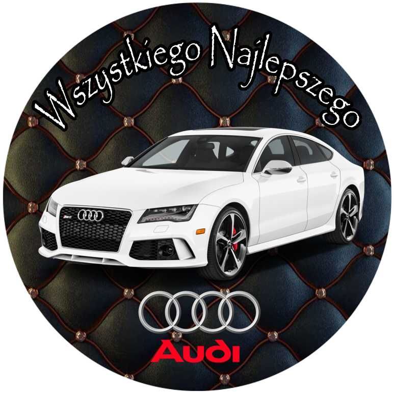 Opłatek na tort urodziny Kobieta Balony Audi Auto Samochód Logo wzory